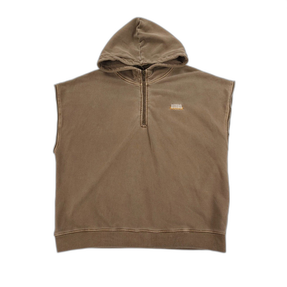 BUDRO Hickory Hero Half Zip Sleeveless Hoodie Minimal Grunge Streetwear 90s Y2k - Picture 6 of 11